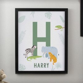 (image for) Personalised Animal Initial Black Poster Frame