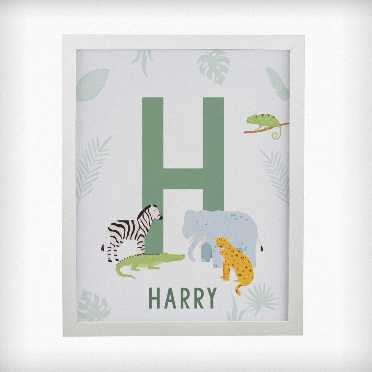 Modal Additional Images for Personalised Animal Initial White Poster Frame