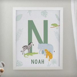 (image for) Personalised Animal Initial White Poster Frame