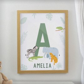 (image for) Personalised Animal Initial Oak Poster Frame
