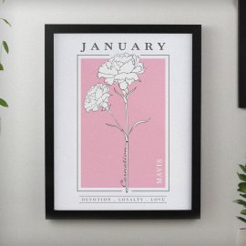 (image for) Personalised Birth Flower Black Poster Frame