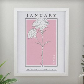 (image for) Personalised Birth Flower White Poster Frame