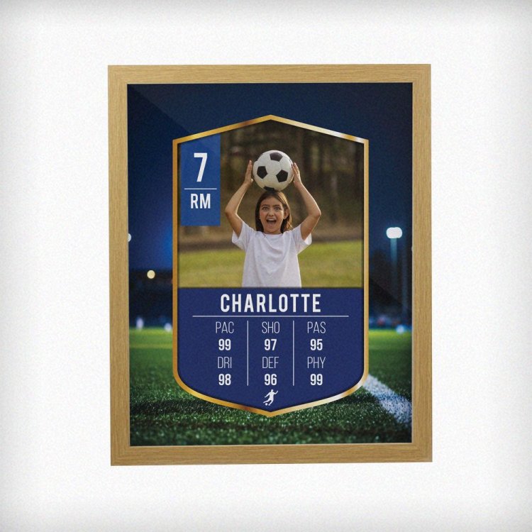 Modal Additional Images for Personalised Photo Upload Football Card Football Oak Poster Frame