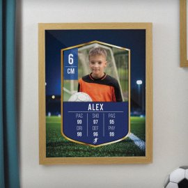 (image for) Personalised Photo Upload Football Card Football Oak Poster Frame