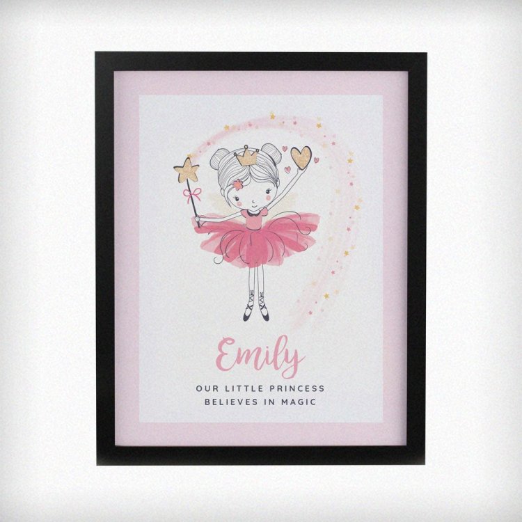 Modal Additional Images for Personalised Princess Ballerina Black Poster Frame