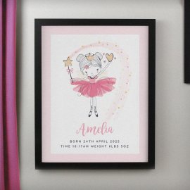 (image for) Personalised Princess Ballerina Black Poster Frame