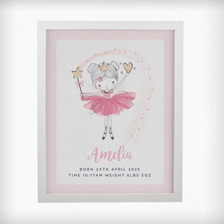 Modal Additional Images for Personalised Princess Ballerina White Poster Frame