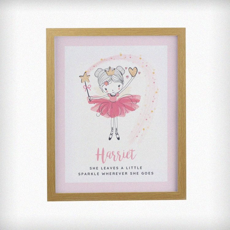 Modal Additional Images for Personalised Princess Ballerina Oak Poster Frame