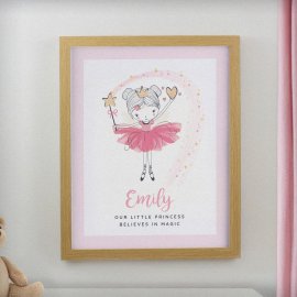(image for) Personalised Princess Ballerina Oak Poster Frame