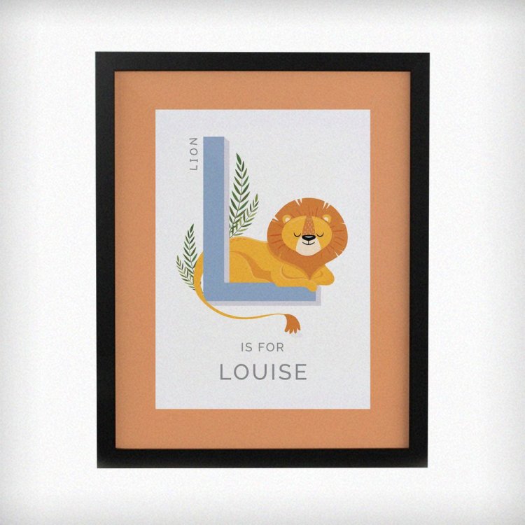 Modal Additional Images for Personalised Animal Alphabet Black Poster Frame