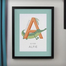 (image for) Personalised Animal Alphabet Black Poster Frame