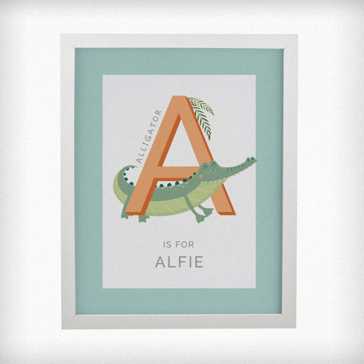 Modal Additional Images for Personalised Animal Alphabet White Poster Frame