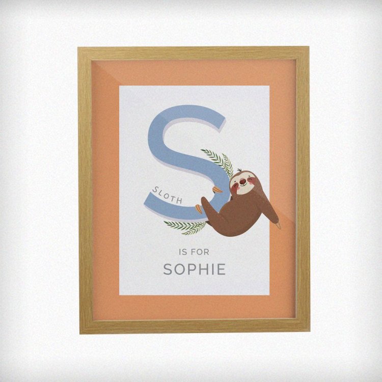 Modal Additional Images for Personalised Animal Alphabet Oak Poster Frame