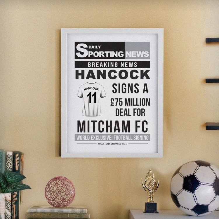 Modal Additional Images for Personalised Football News White Poster Frame
