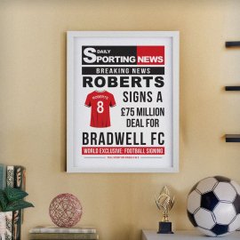 (image for) Personalised Football News White Poster Frame