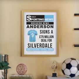 (image for) Personalised Football News Oak Poster Frame