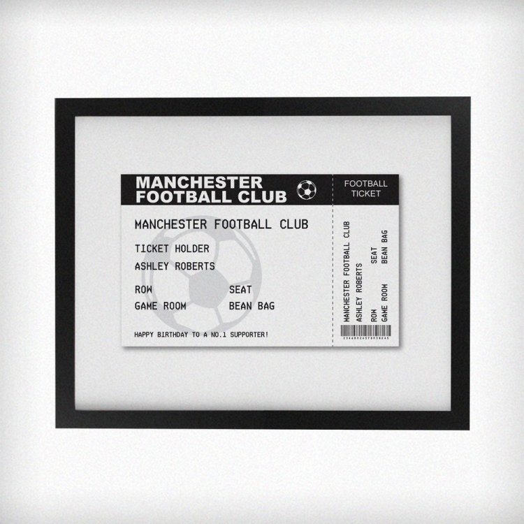 Modal Additional Images for Personalised Football Ticket Black Poster Frame