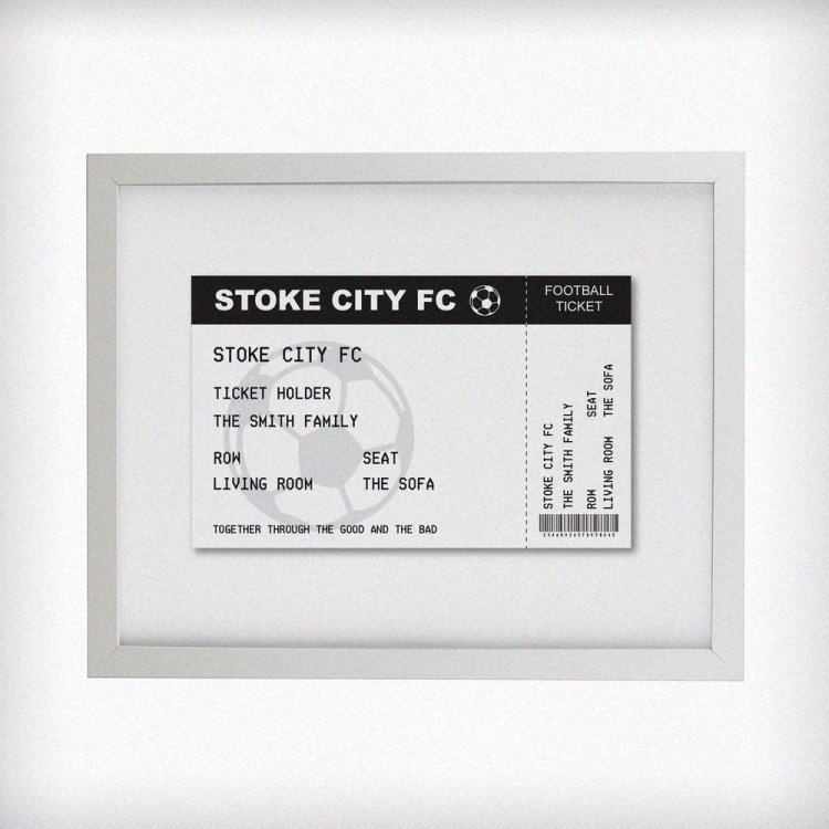 Modal Additional Images for Personalised Football Ticket White poster Frame