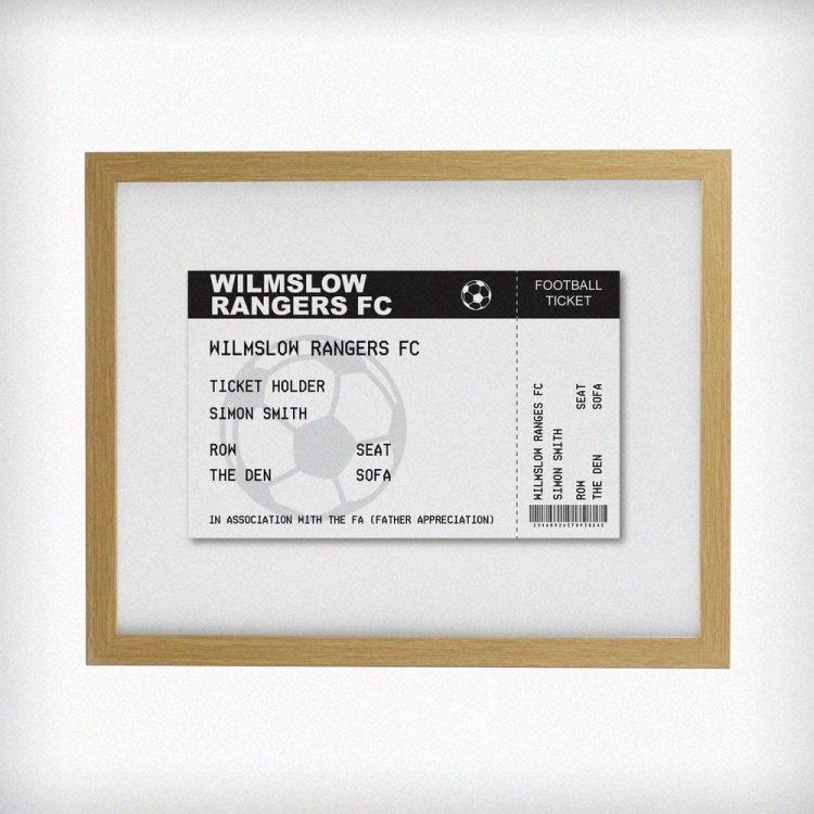 Modal Additional Images for Personalised Football Ticket Oak Poster Frame