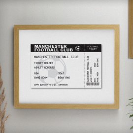 (image for) Personalised Football Ticket Oak Poster Frame