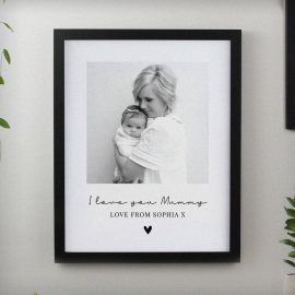 (image for) Personalised Heart Photo Upload Black Poster Frame