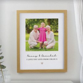 (image for) Personalised Heart Photo Upload Oak Poster Frame