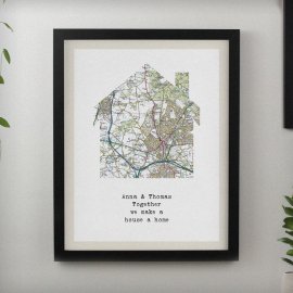 (image for) Personalised Present Day Map Home Black Poster Frame