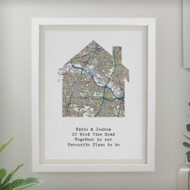 (image for) Personalised Present Day Map Home White Poster Frame