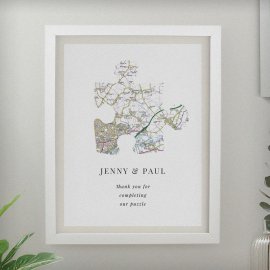 (image for) Personalised Present Day Map Puzzle Piece White Poster Frame