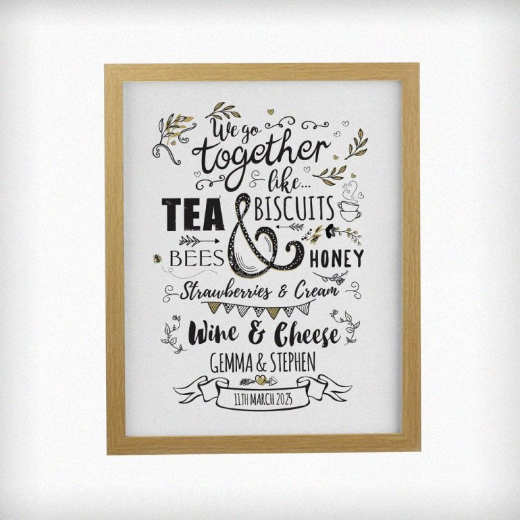 Modal Additional Images for Personalised We go Together Oak Poster Frame