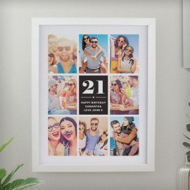 (image for) Personalised Big Number Multi Photo Upload White Poster Frame