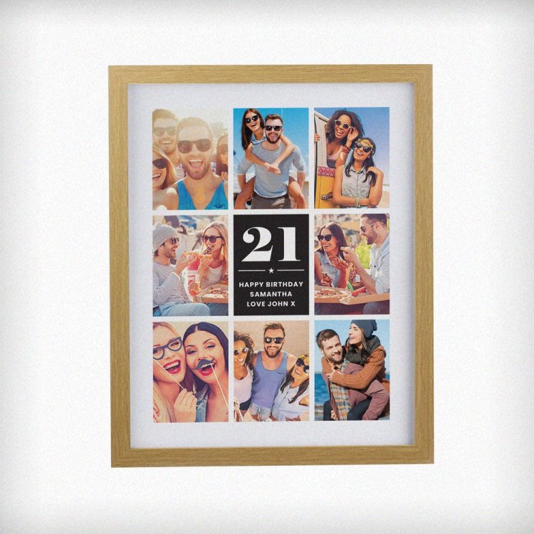 Modal Additional Images for Personalised Big Number Multi Photo Upload Oak Poster Frame
