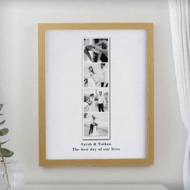 (image for) Personalised Photo Upload Strip Oak Poster Frame