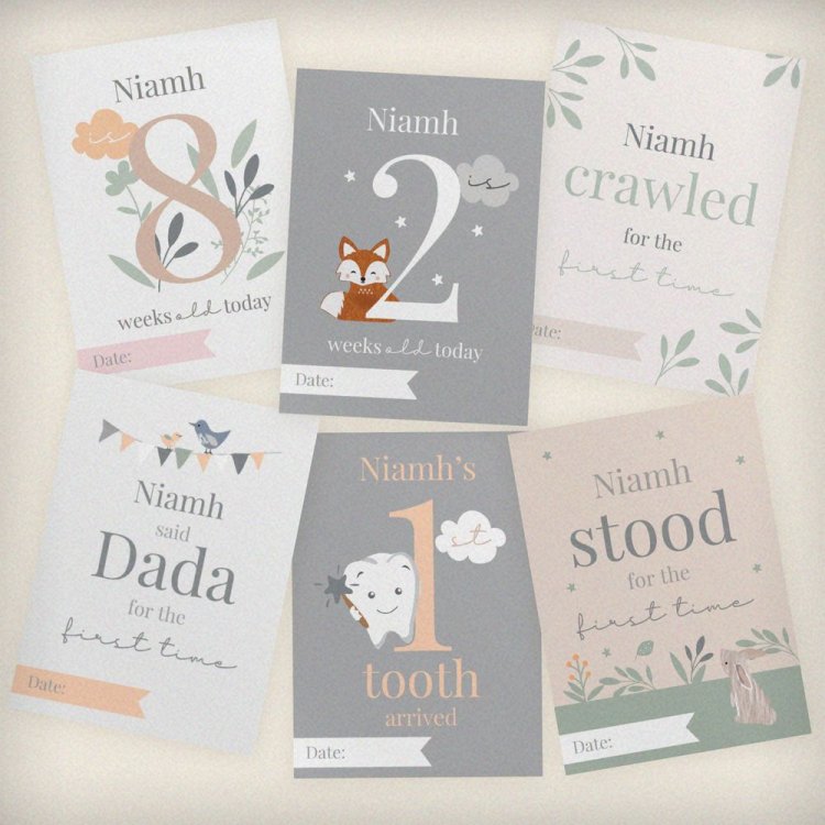 Modal Additional Images for Personalised Woodland Animals Baby Milestone Cards