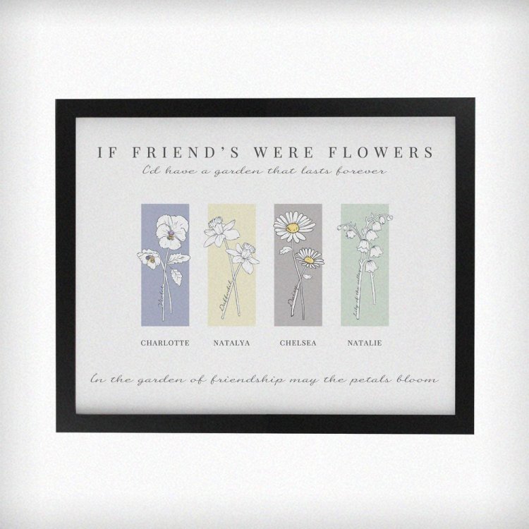 Modal Additional Images for Personalised Birth Flower Family of 4 Black Framed Print
