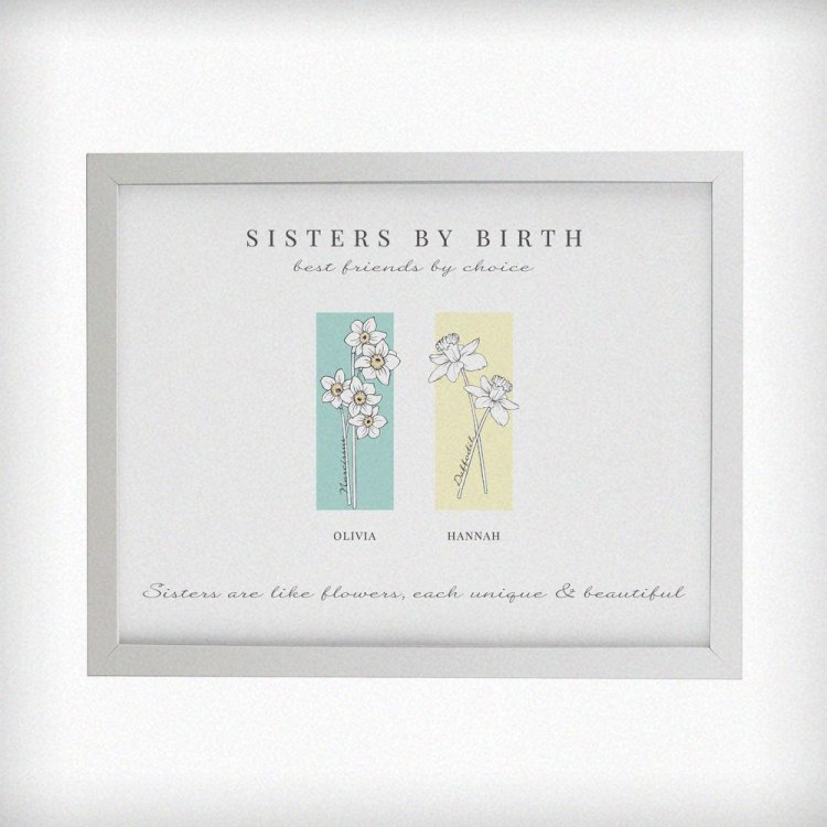 Modal Additional Images for Personalised Birth Flower Family of 2 White Framed Print