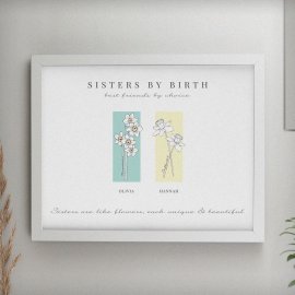 (image for) Personalised Birth Flower Family of 2 White Framed Print