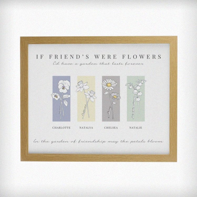 Modal Additional Images for Personalised Birth Flower Family of 4 Oak Framed Print