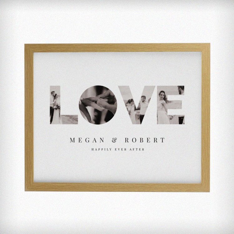 Modal Additional Images for Personalised LOVE Photo Upload Oak Poster Frame