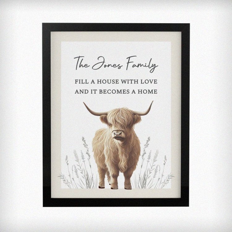 Modal Additional Images for Personalised Highland Cow Black Poster Frame