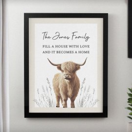 (image for) Personalised Highland Cow Black Poster Frame