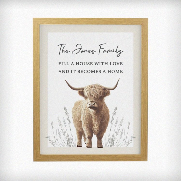 Modal Additional Images for Personalised Highland Cow Oak Poster Frame