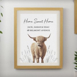 (image for) Personalised Highland Cow Oak Poster Frame