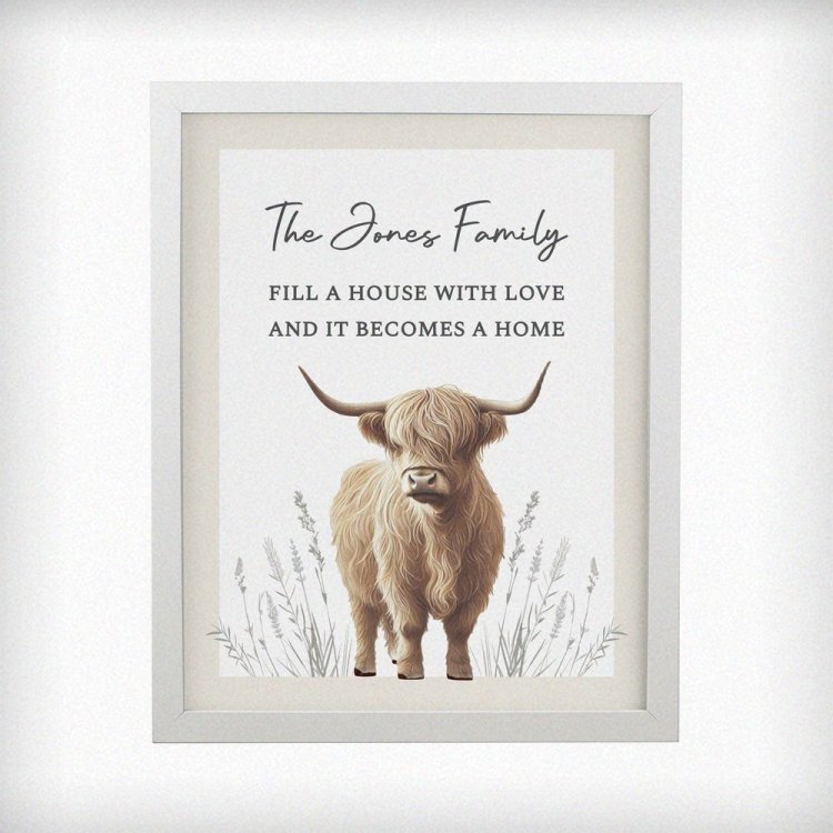 Modal Additional Images for Personalised Highland Cow White Poster Frame