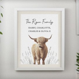 (image for) Personalised Highland Cow White Poster Frame