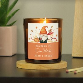 (image for) Personalised Autumn Gonk Amber Glass Candle