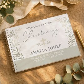 (image for) Personalised Religious Cross Guest Book