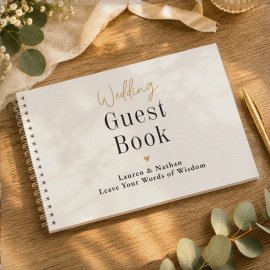 (image for) Personalised Black & Gold Wedding Guest Book