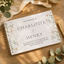 (image for) Personalised Peach Wild Flowers Wedding Guest Book
