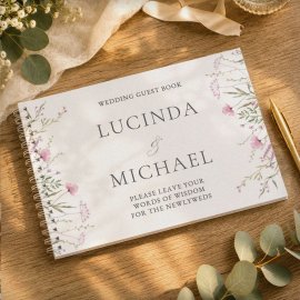 (image for) Personalised Pink Wild Flowers Wedding Guest Book